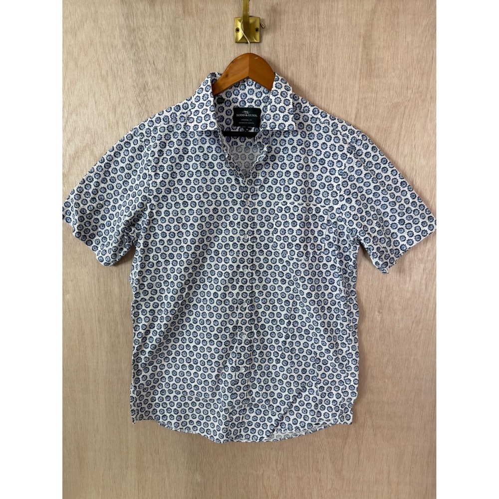 Rodd & Gunn Mens Original Fit Floral Button Down Shirt Blue White Medium Europe